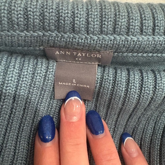 Ann Taylor Blue Cowl Neck Sweater - Picture 2 of 2